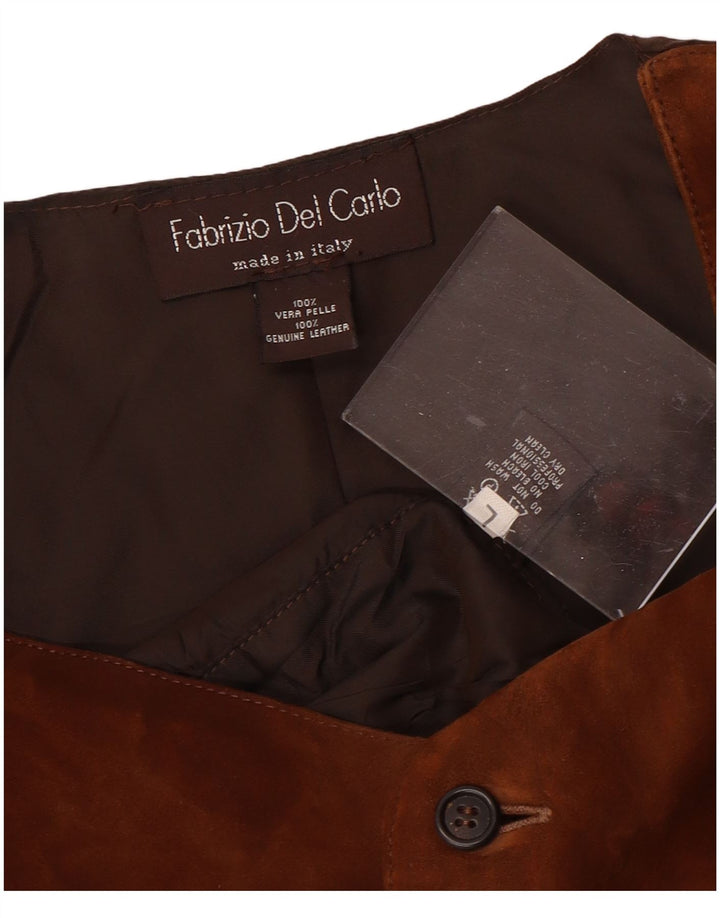 FABRIZIO DEL CARLO Chaleco de ante para hombre grande de cuero marrón