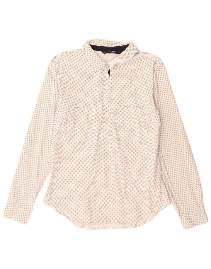 Zara Mujer Jersey Camisa UK 44 Grande Blanco Manchado
