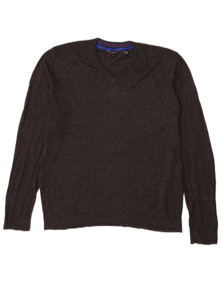 Ted Baker - Jersey con cuello en V para hombre, talla 5 XL, lana gris