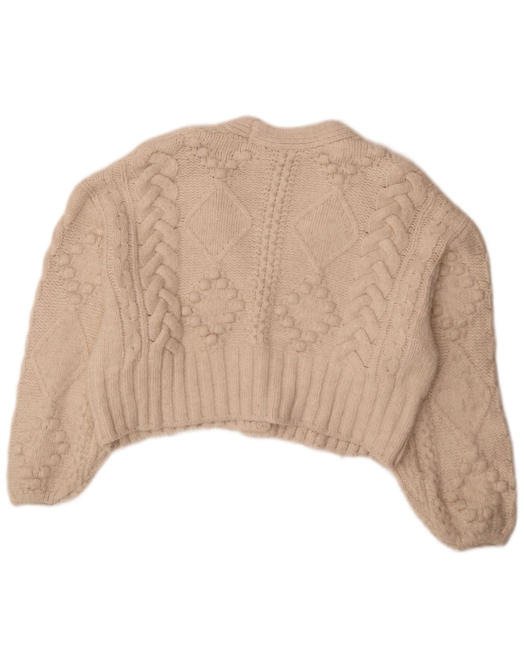 Zara Mujer Jersey De Gran Tamaño UK 14 Medio Blanco Acrílico