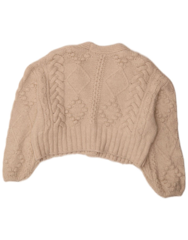 Zara Mujer Jersey De Gran Tamaño UK 14 Medio Blanco Acrílico