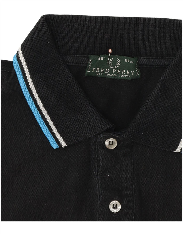 Fred Perry Polo para hombre grande de algodón negro