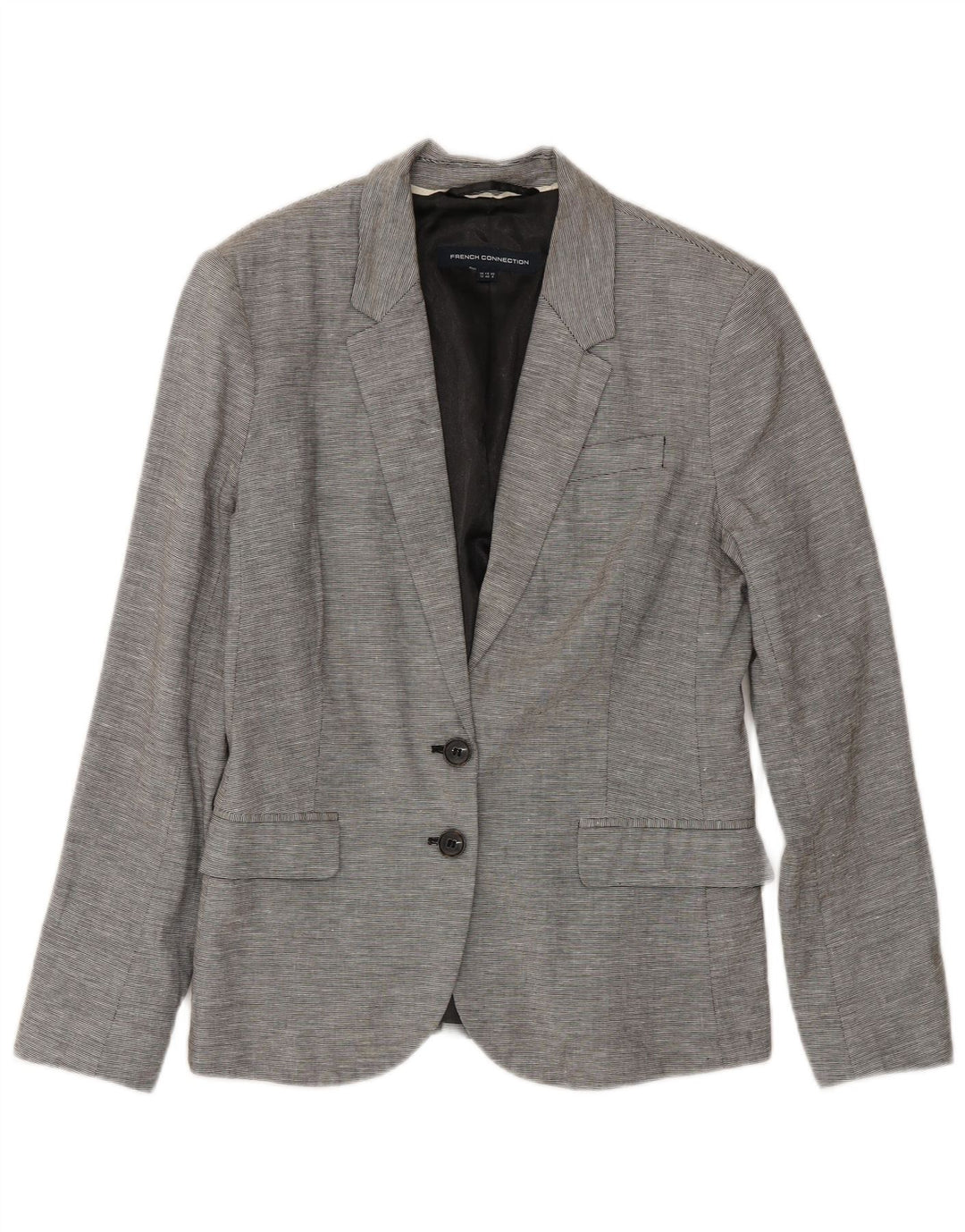 French Connection Chaqueta tipo blazer de 2 botones para mujer UK 42 Gris medio a rayas