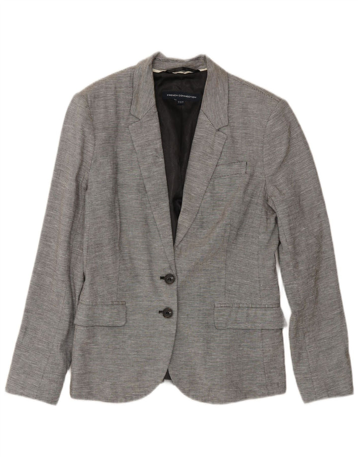 French Connection Chaqueta tipo blazer de 2 botones para mujer UK 42 Gris medio a rayas