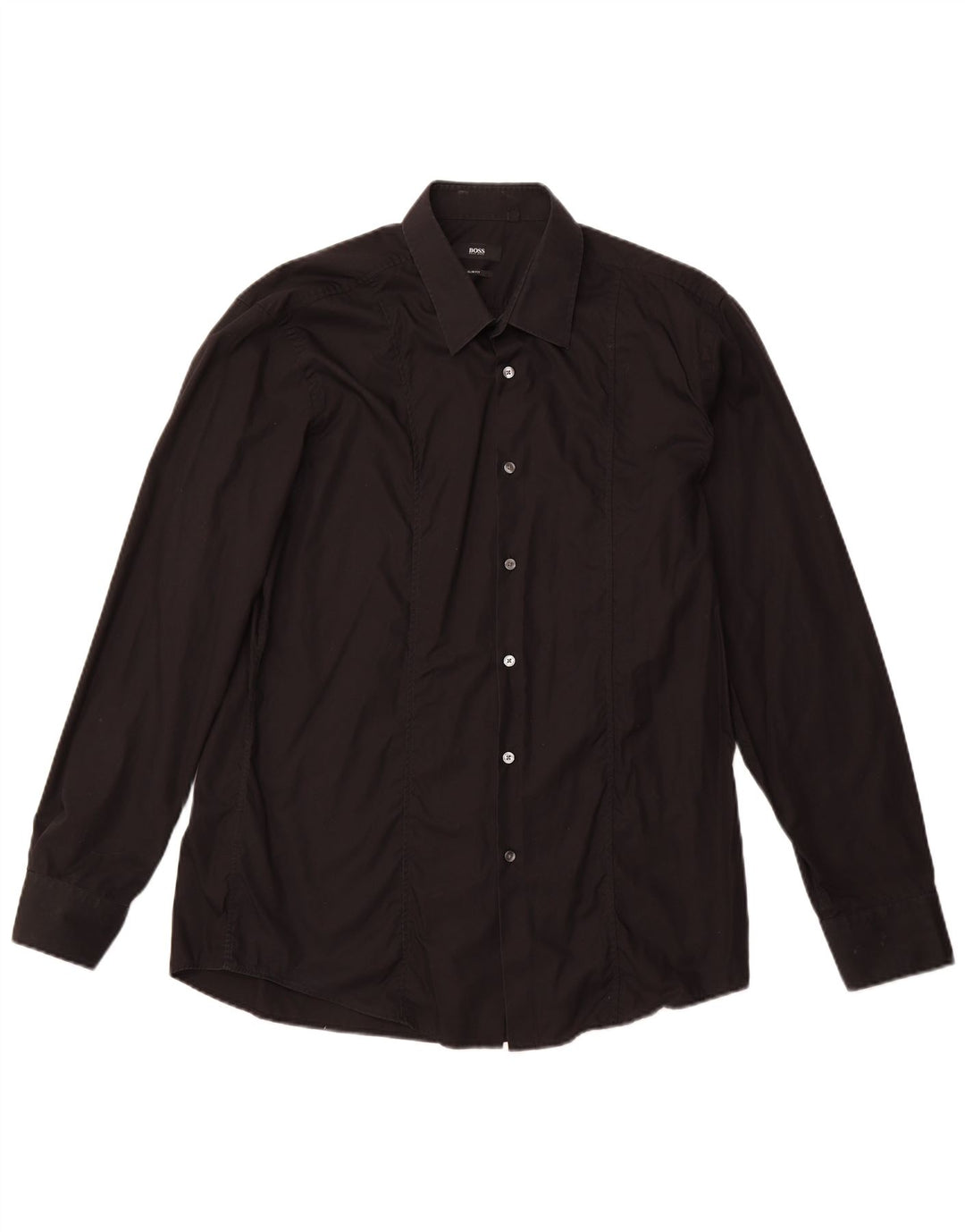 Camisa HUGO BOSS Slim Fit para hombre Talla 44 17 1/2 XL Algodón negro