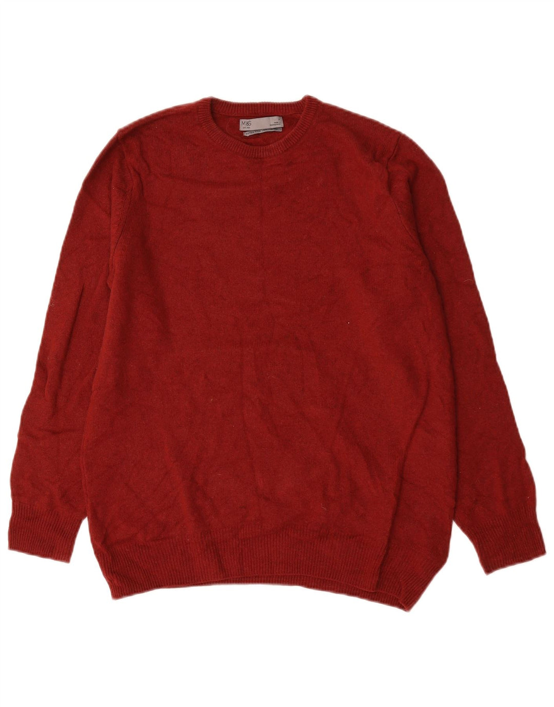 Marks & Spencer Jersey de cuello redondo para hombre de lana roja mediana