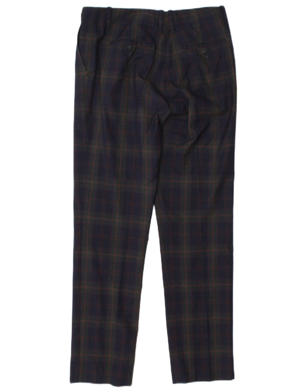 Incotex Pantalones chinos rectos para mujer IT 44 Medium W30 L30 Navy Blue Check