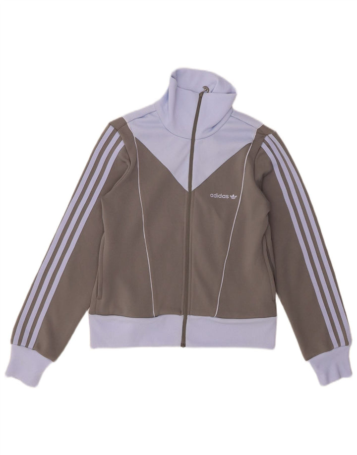 Adidas - Chaqueta de chándal para mujer (talla 40), color gris medio, poliéster