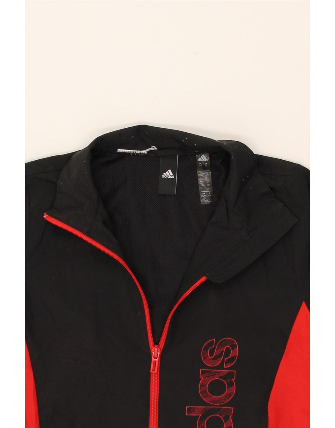ADIDAS Boys Graphic Tracksuit Top Jacket 7-8 Years Black Colourblock Vintage Adidas and Second-Hand Adidas from Messina Hembry 