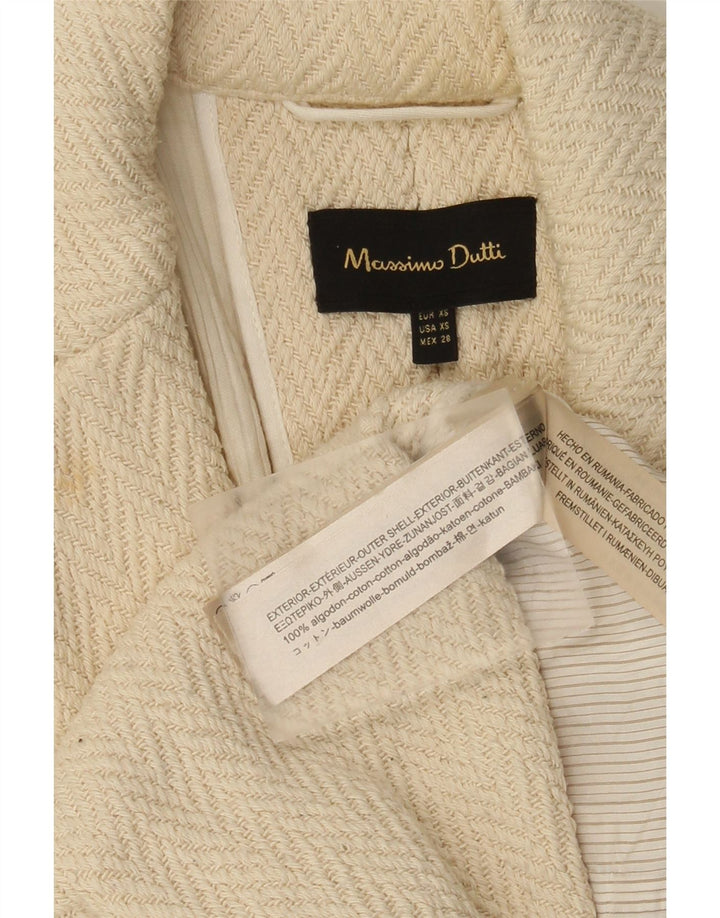 Massimo Dutti Abrigo abierto de manga 3/4 para mujer UK 6 XS Off White Herringbone