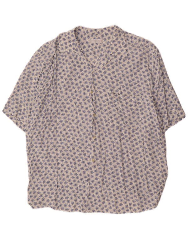 Vintage hombres manga corta camisa tamaño 40 15 medio blanco floral