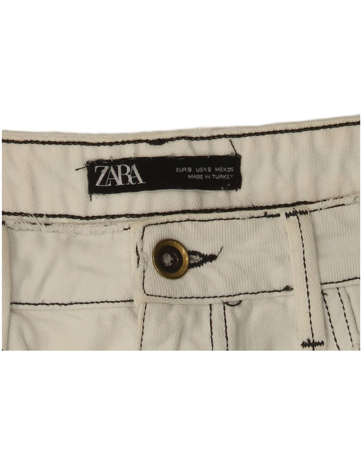 Zara Mujer Mini Falda Vaquera Pequeña W27 Blanco