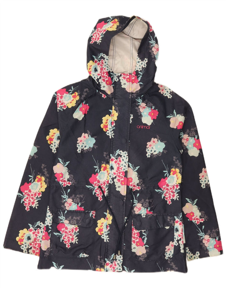 Chaqueta impermeable con capucha para mujer Animal UK 8 Small Poliéster floral azul marino