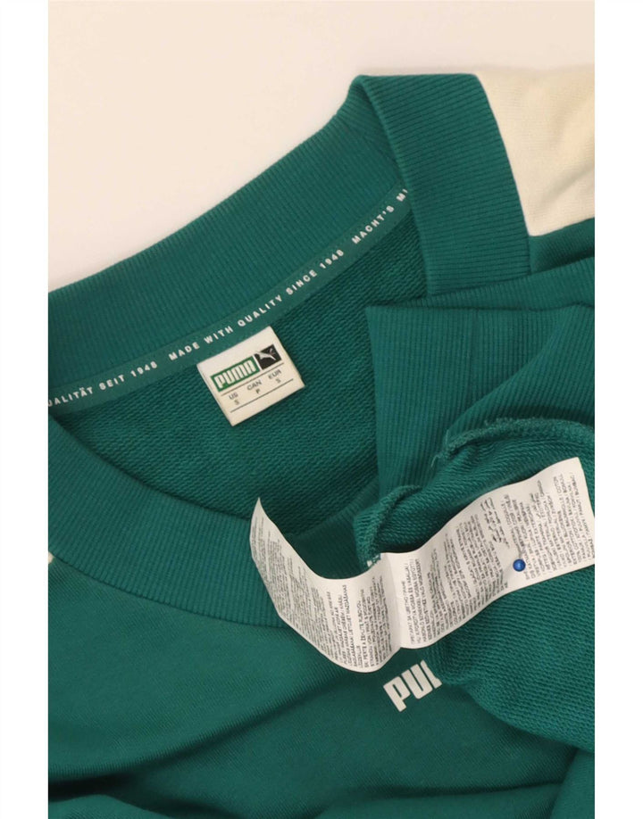 Puma Hombre Sudadera Jumper Small Verde Colorblock Algodón