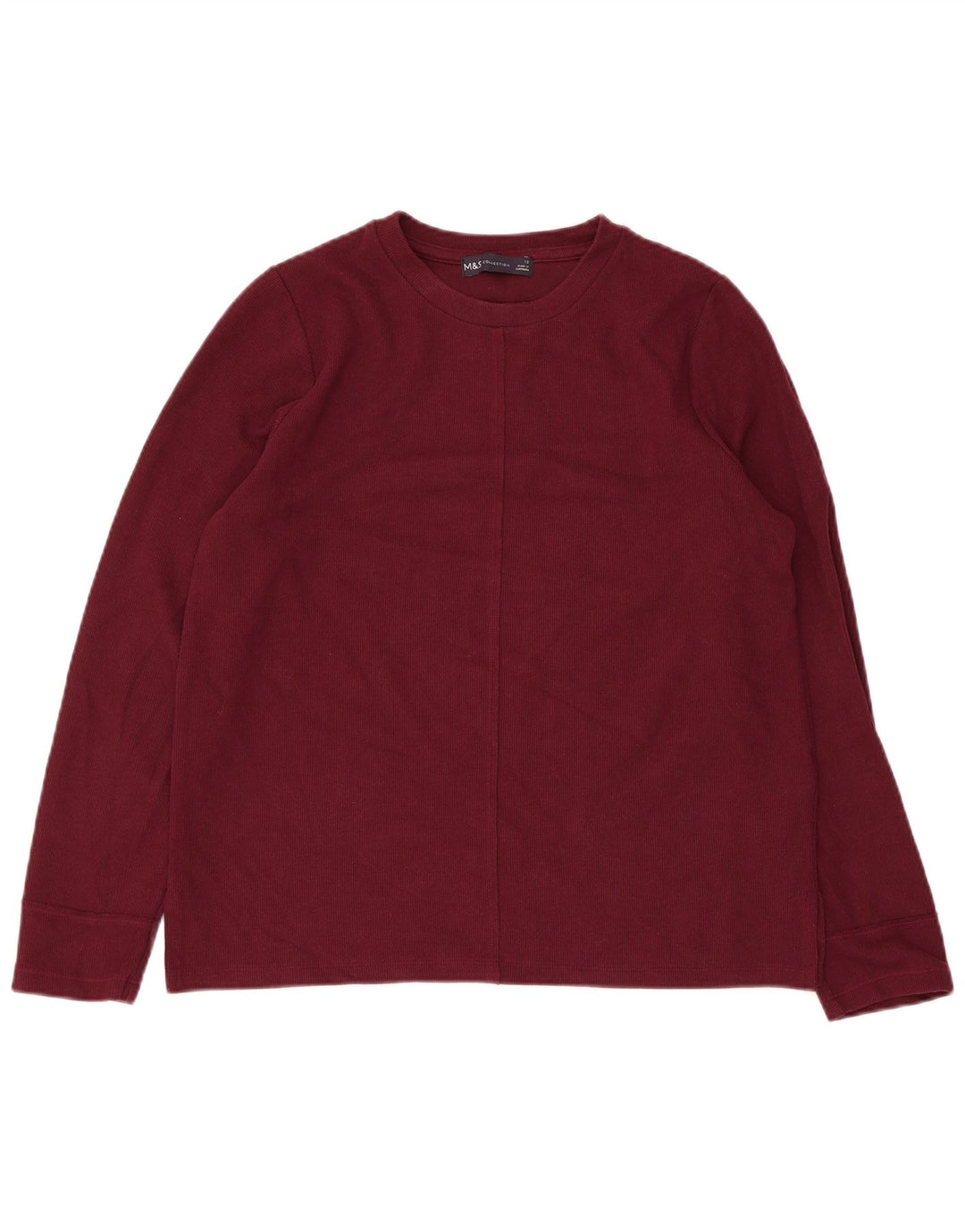 Marks & Spencer Top para mujer de manga larga UK 42 Algodón burdeos medio