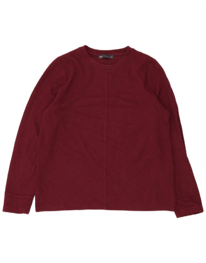 Marks & Spencer Top para mujer de manga larga UK 42 Algodón burdeos medio