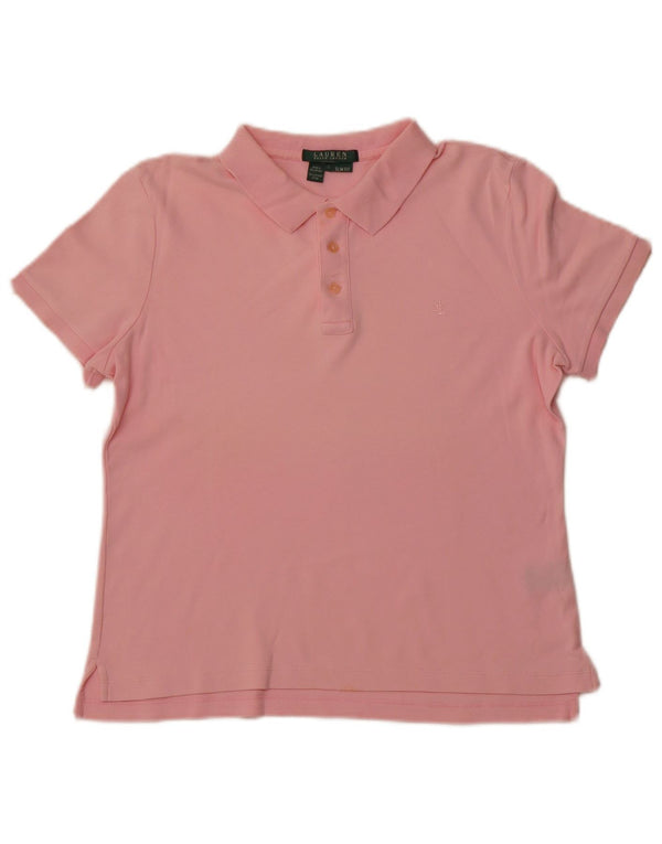 RALPH LAUREN Polo ajustado para mujer UK 40 Grande Algodón rosa