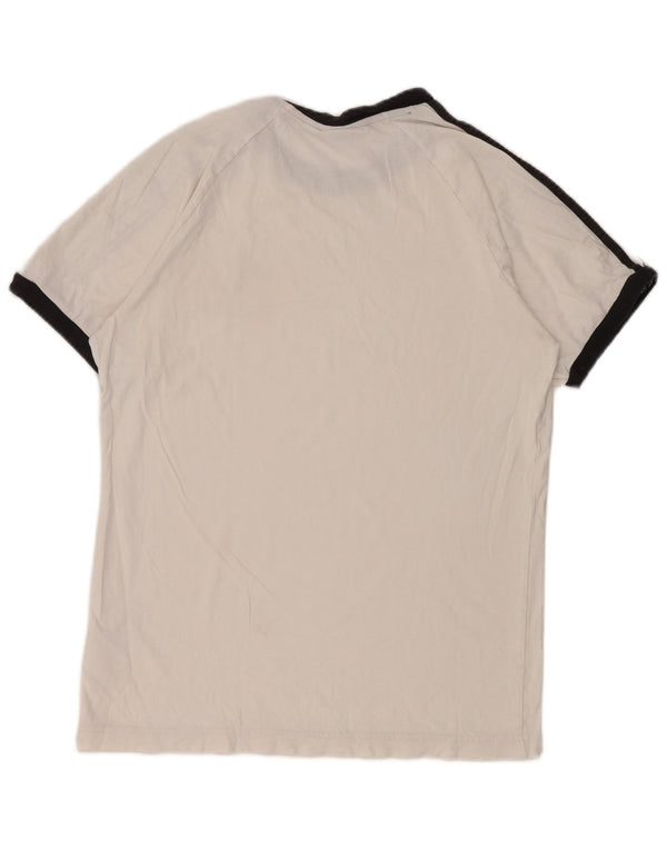 Adidas Hombre Camiseta Top Medium Blanco Colorblock Algodón