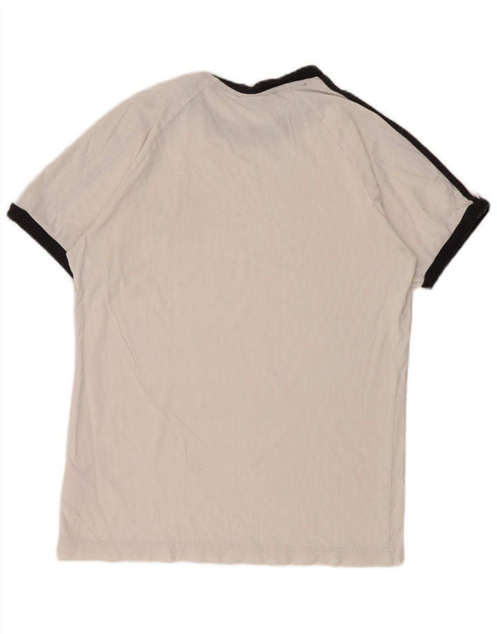 Adidas Hombre Camiseta Top Medium Blanco Colorblock Algodón