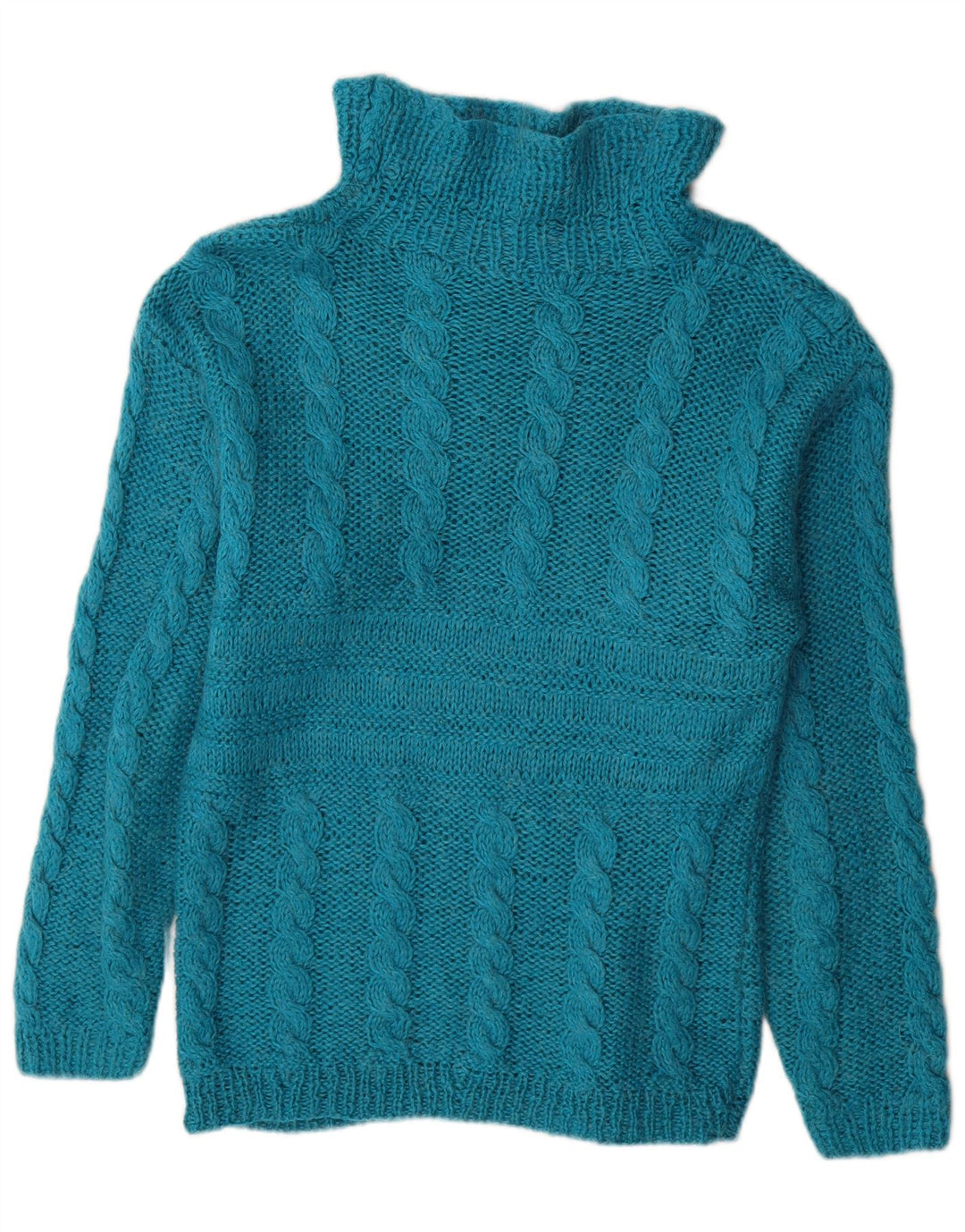 Vintage mujer tortuga cuello jersey suéter Reino Unido 16 azul grande