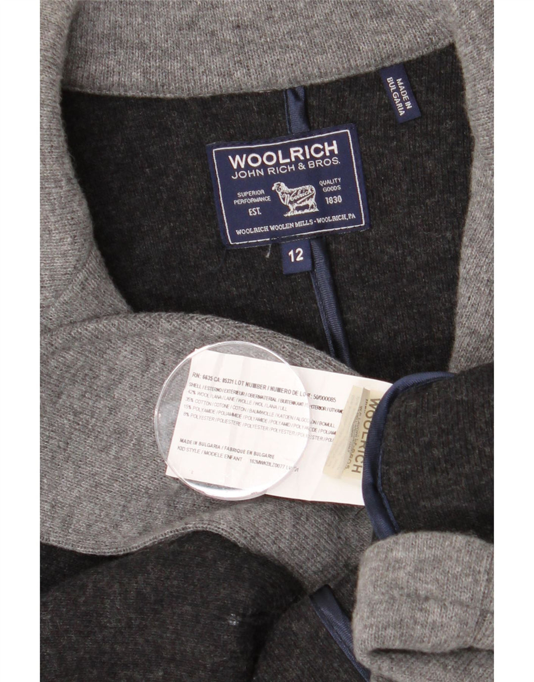 WOOLRICH Suéter cárdigan para mujer Reino Unido 12 Lana gris medio