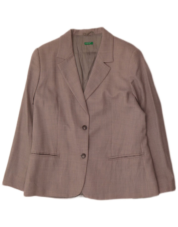 Chaqueta Blazer De 2 Botones Benetton IT 48 XL Lana Gris