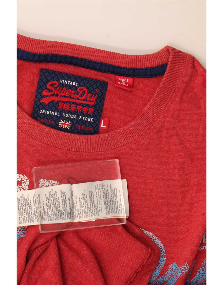 Superdry Camiseta gráfica para hombre Top grande de algodón rojo