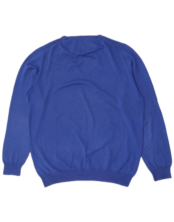 Zara Hombre Jersey Cuello Pico XL Azul Algodón