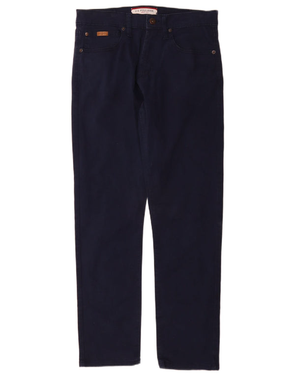 Asociación de Polo de EE. UU. Pantalones casuales ajustados para hombre W32 L30 Algodón azul marino