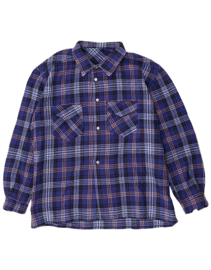 Camisa de franela vintage para hombre XL Blue Check