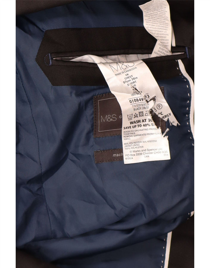 Marks & Spencer Chaqueta tipo blazer con 1 botón para hombre UK 38 Mediano Negro Poliéster