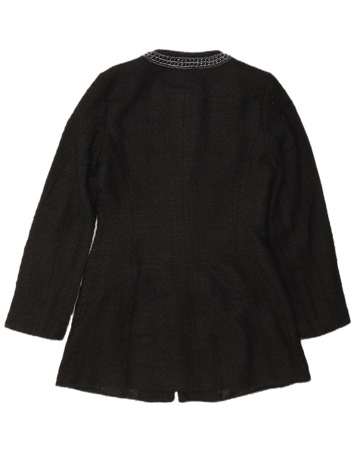 Zara Mujer Abrigo UK 42 Medio Negro Poliéster