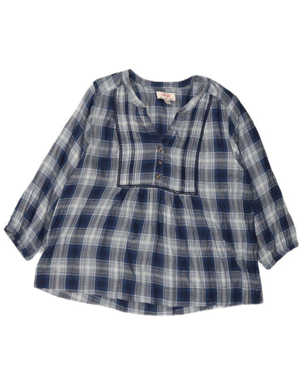 Wrangler Blusa de manga 3/4 para mujer UK 46 Large Blue Check Viscosa