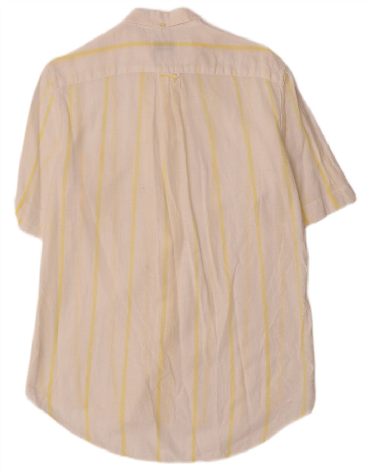 BENETTON Camisa Manga Corta Hombre Algodón Rayas Blanca Mediana