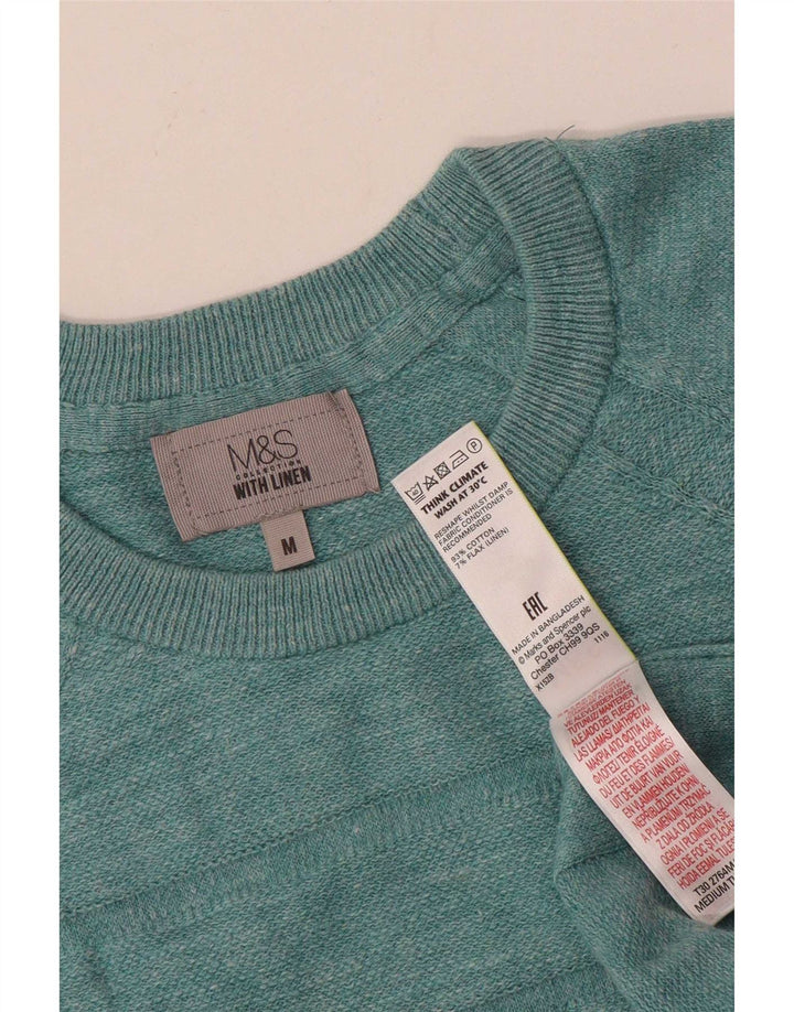 Marks & Spencer Jersey de cuello redondo para hombre de algodón verde medio