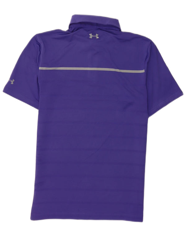 Under Armour Polo para hombre de poliéster a rayas moradas pequeñas