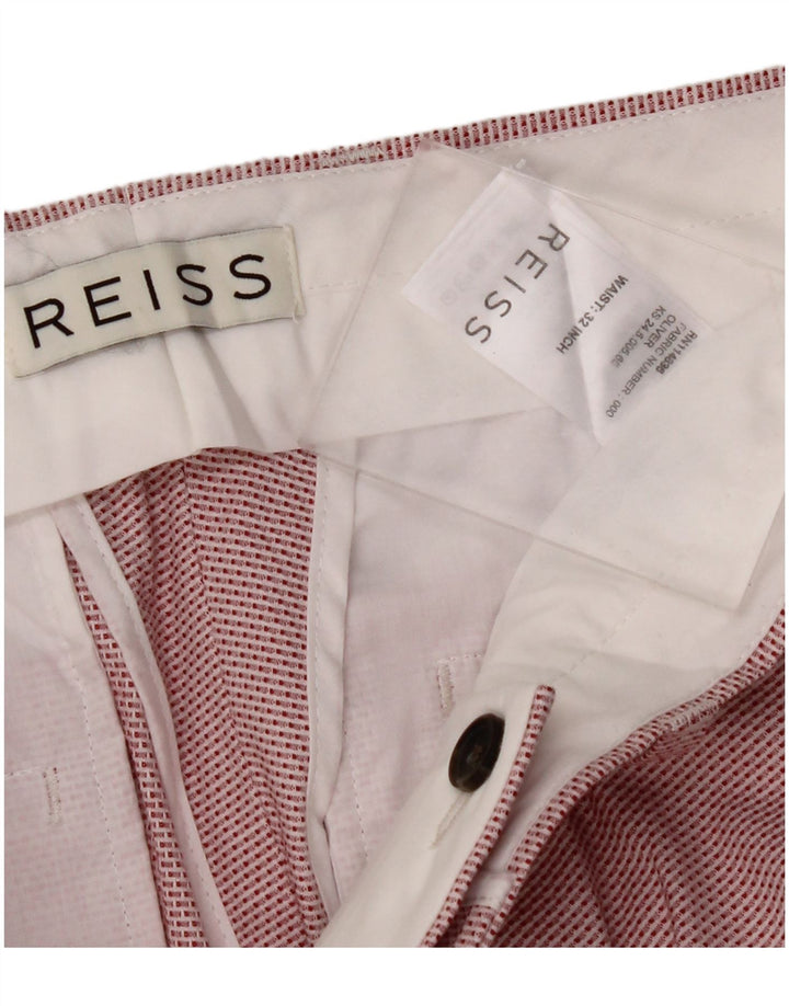 Pantalones cortos chinos REISS para hombre W32 Algodón a rayas rojas medianas