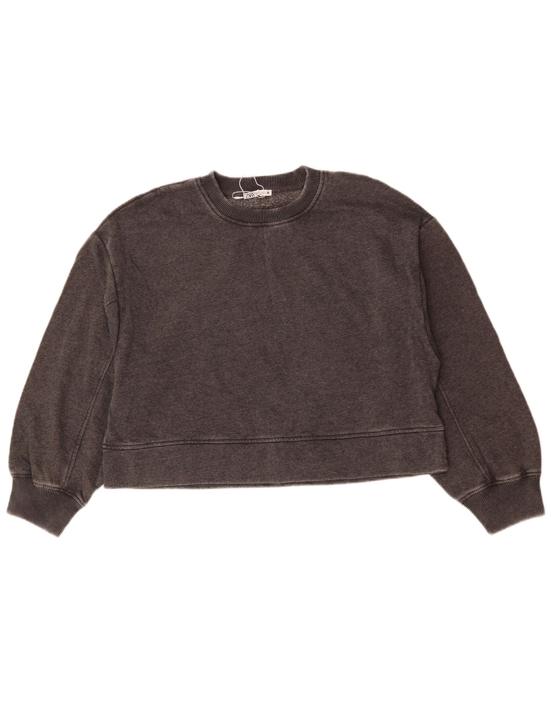 Zara Mujer Crop Oversize Sudadera Jumper UK 10 Small Gris Algodón