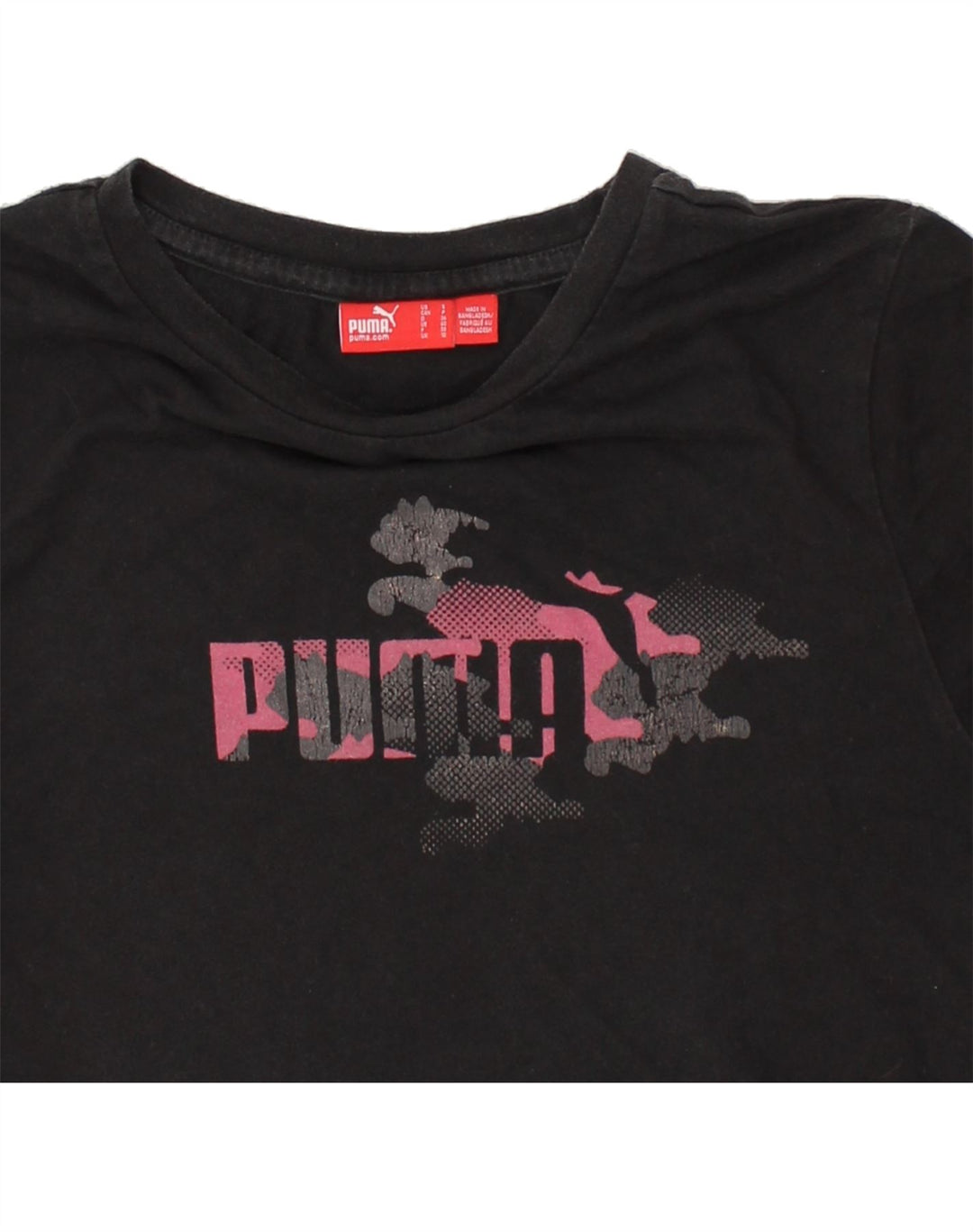 PUMA Womens Graphic T-Shirt Top UK 10 Small Black | Vintage Puma | Thrift | Second-Hand Puma | Used Clothing | Messina Hembry 
