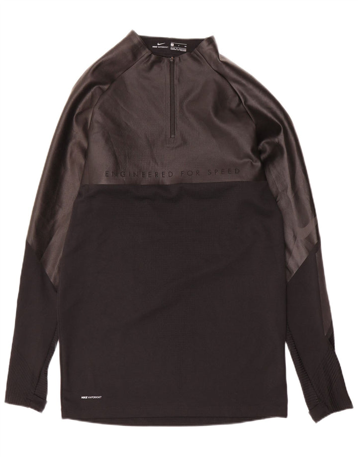 NIKE Top de chándal con gráfico y cremallera en el cuello para hombre, talla pequeña, color negro