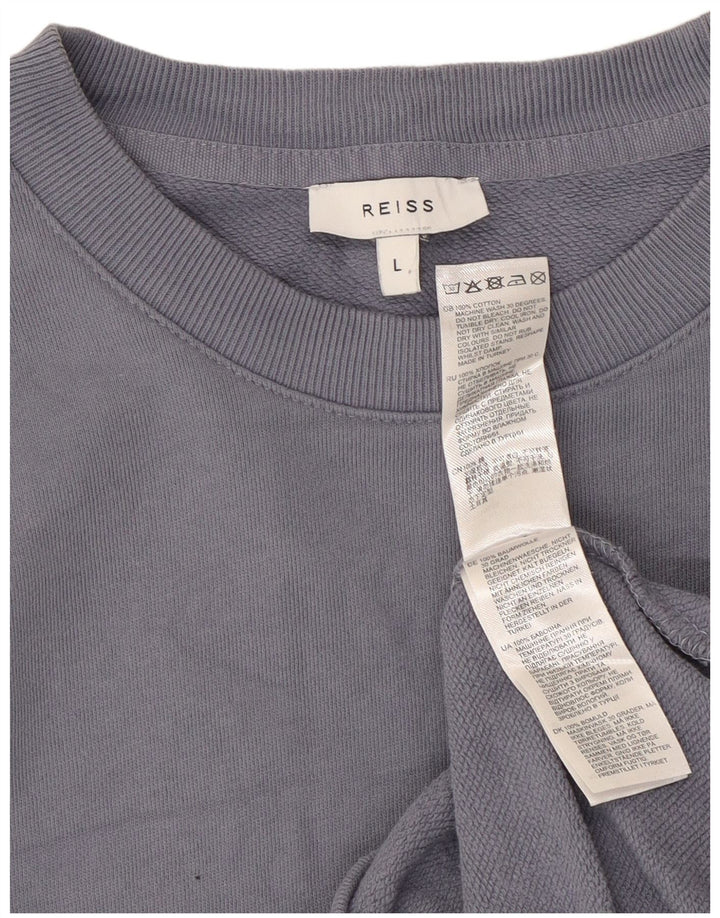 REISS Sudadera tipo jersey para hombre, talla grande, algodón azul