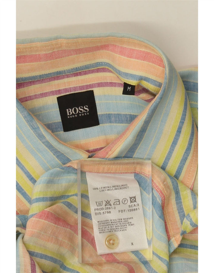 Camisa Hugo Boss Hombre Mediana Lino Rayas Multicolor