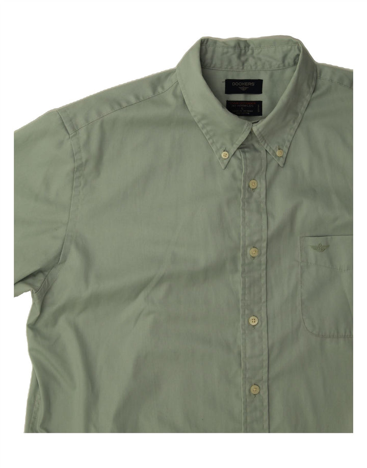 DOCKERS Mens Short Sleeve Shirt Large Green Cotton Vintage Dockers and Second-Hand Dockers from Messina Hembry 
