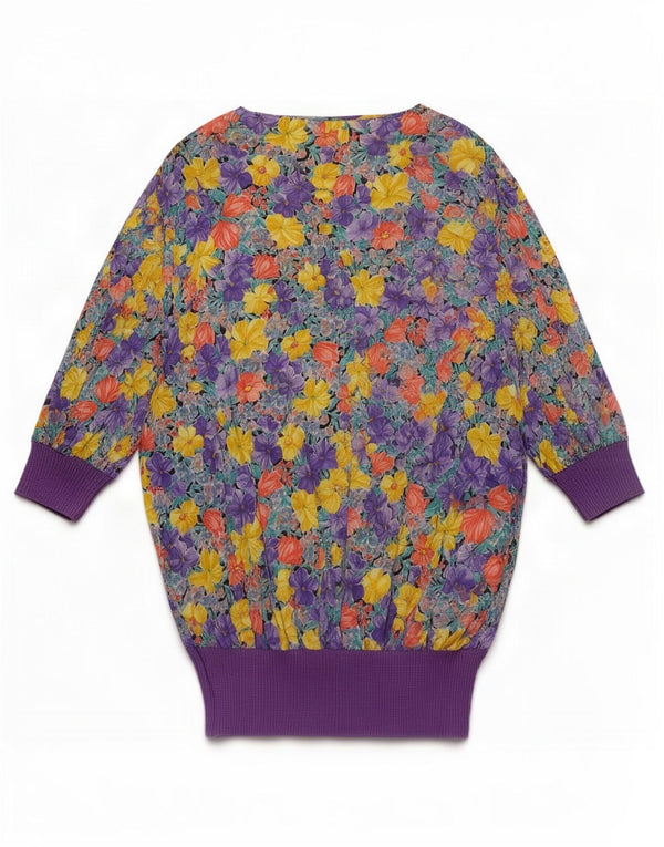 Vintage mujer blusa Top Reino Unido 16 grande multicolor floral