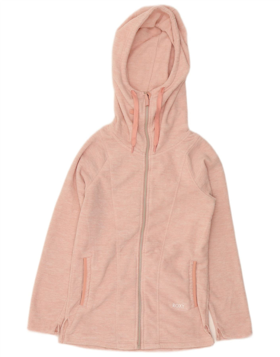 ROXY Chaqueta polar con capucha para mujer UK 6 XS Poliéster moteado rosa
