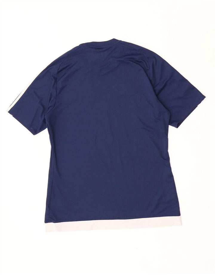 Adidas Hombre Climalite Camiseta Top Medio Azul Marino Colorblock Poliéster