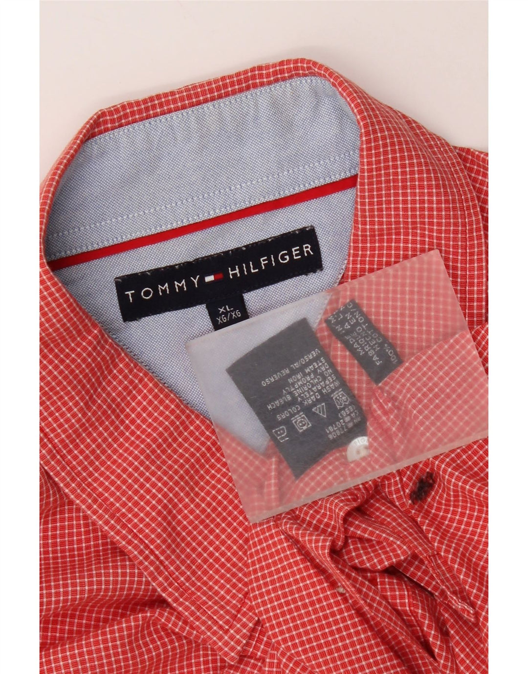 Tommy Hilfiger Camisa para hombre XL Algodón a cuadros rojo