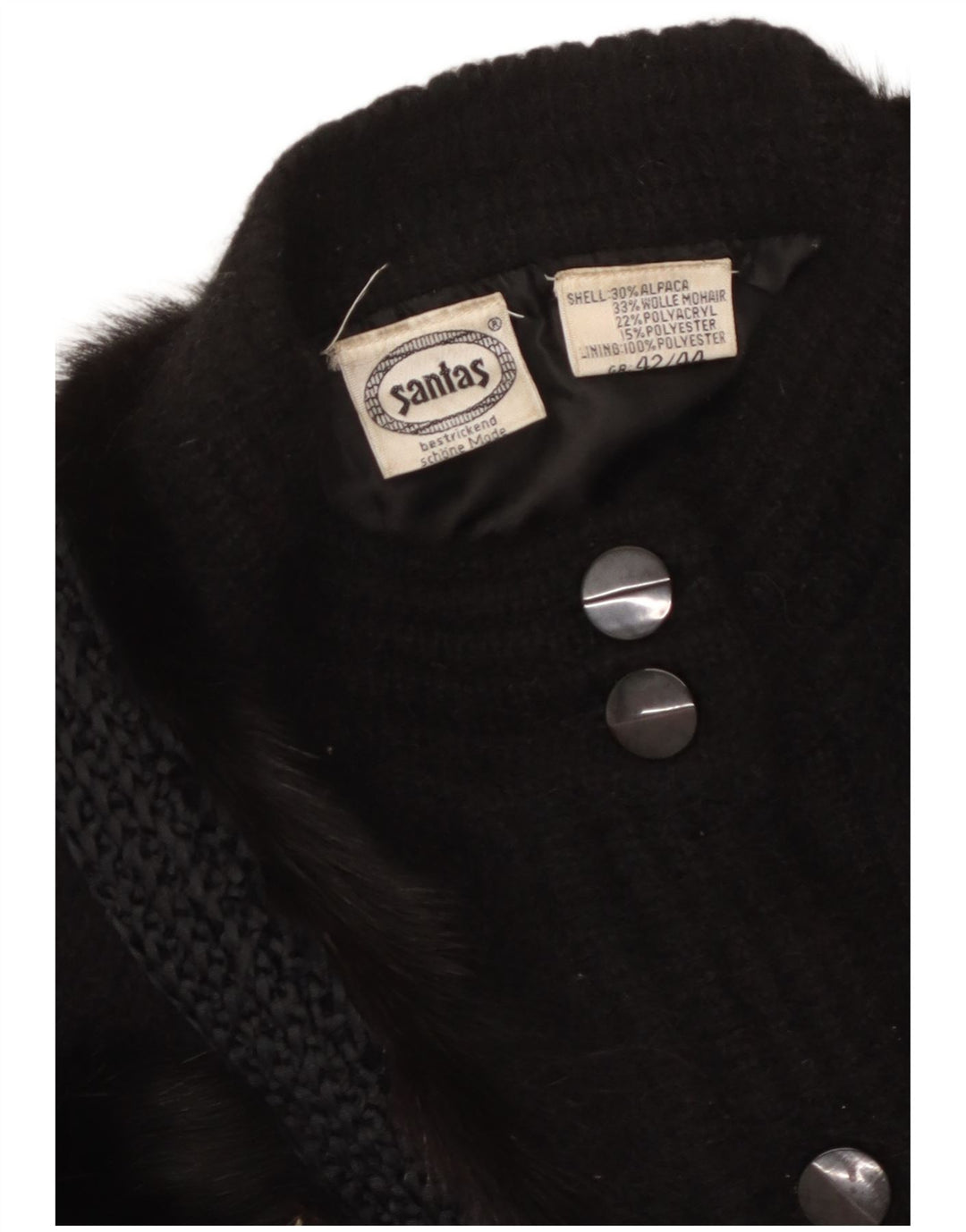 VINTAGE Womens Abstract Pattern Cardigan Sweater EU 42/44 Large Black