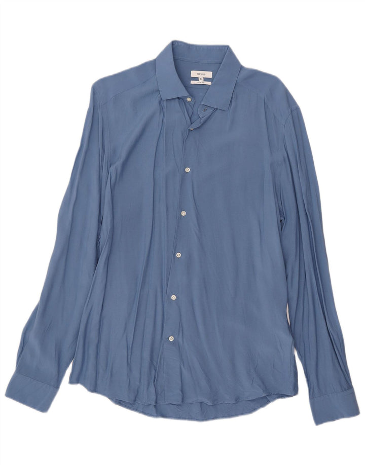 Camisa Reiss Slim Fit XL Viscosa Azul Hombre