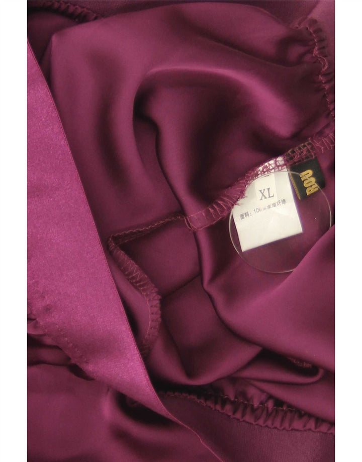 Vintage mujer 2 botones falda conjunto XL W28 poliéster púrpura